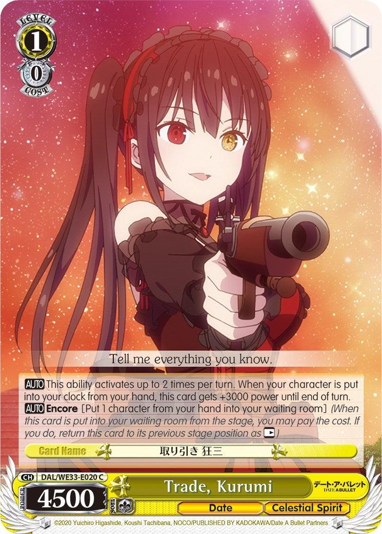 Trade, Kurumi (DAL/WE33-E020 C) (Parallel Foil) [Date A Bullet] - POKÉ JEUX