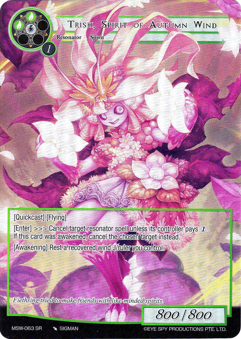 Trish, Spirit of Autumn Wind (Full Art) (MSW-063) [The Magic Stone War - Zero] - POKÉ JEUX