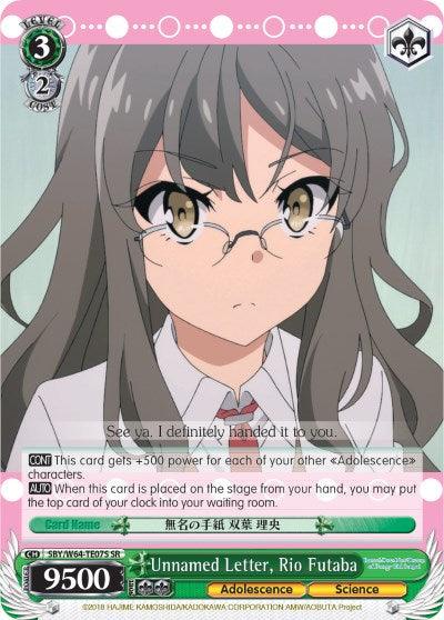 Unnamed Letter, Rio Futaba (SBY/W64-TE07S SR) [Rascal Does Not Dream of Bunny Girl Senpai] - POKÉ JEUX