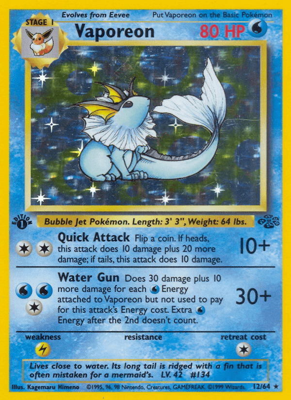 Vaporeon (12/64) [Jungle 1st Edition] - POKÉ JEUX