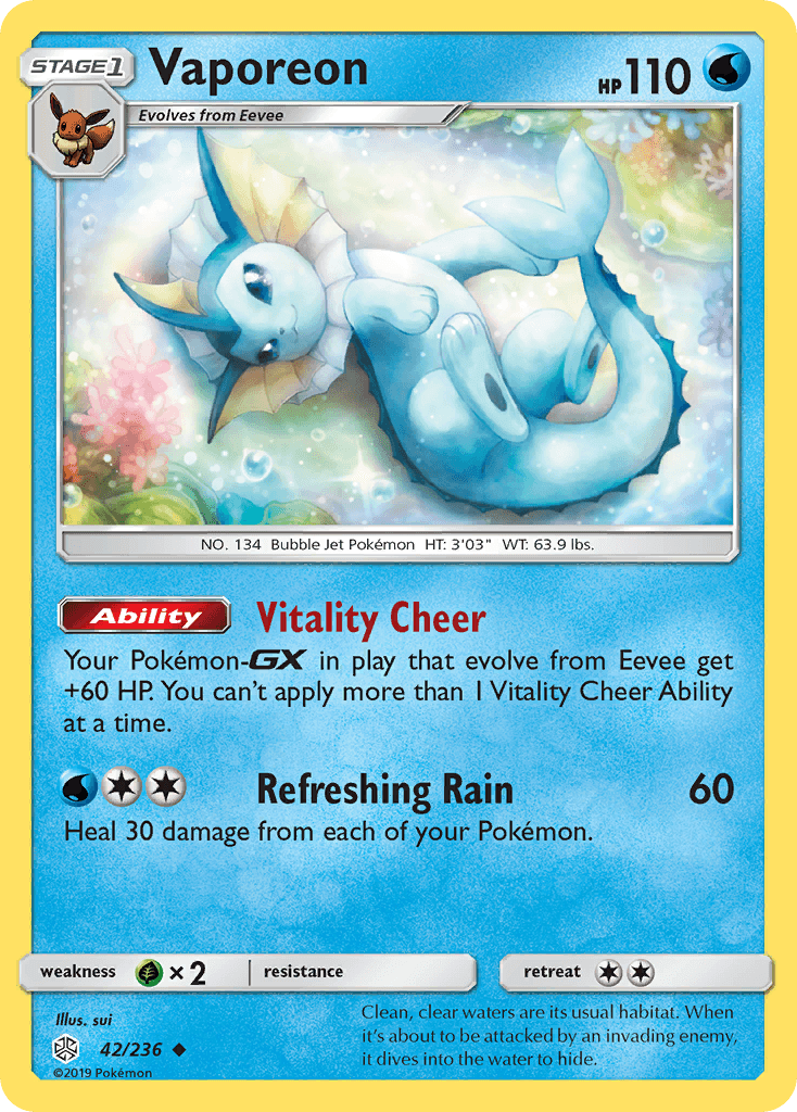 Vaporeon (42/236) [Sun & Moon: Cosmic Eclipse] - POKÉ JEUX