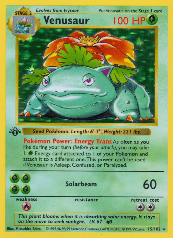 Venusaur (15/102) (Shadowless) [Base Set 1st Edition] - POKÉ JEUX