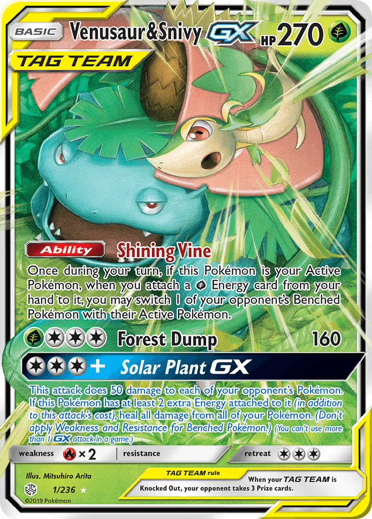 Venusaur & Snivy GX (1/236) [Sun & Moon: Cosmic Eclipse] - POKÉ JEUX