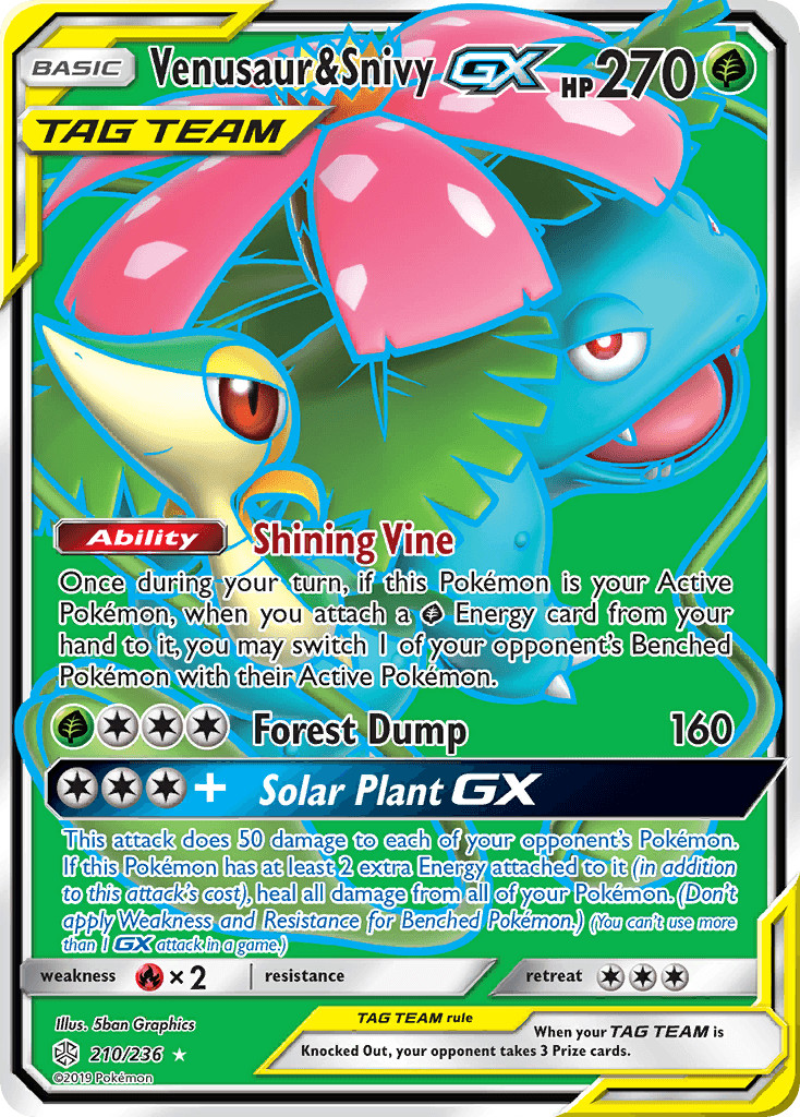 Venusaur & Snivy GX (210/236) [Sun & Moon: Cosmic Eclipse] - POKÉ JEUX