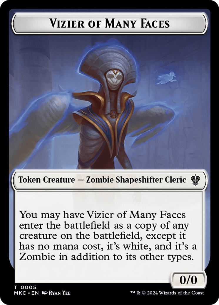 Vizier of Many Faces // Zombie Double-Sided Token [Murders at Karlov Manor Commander Tokens] - POKÉ JEUX