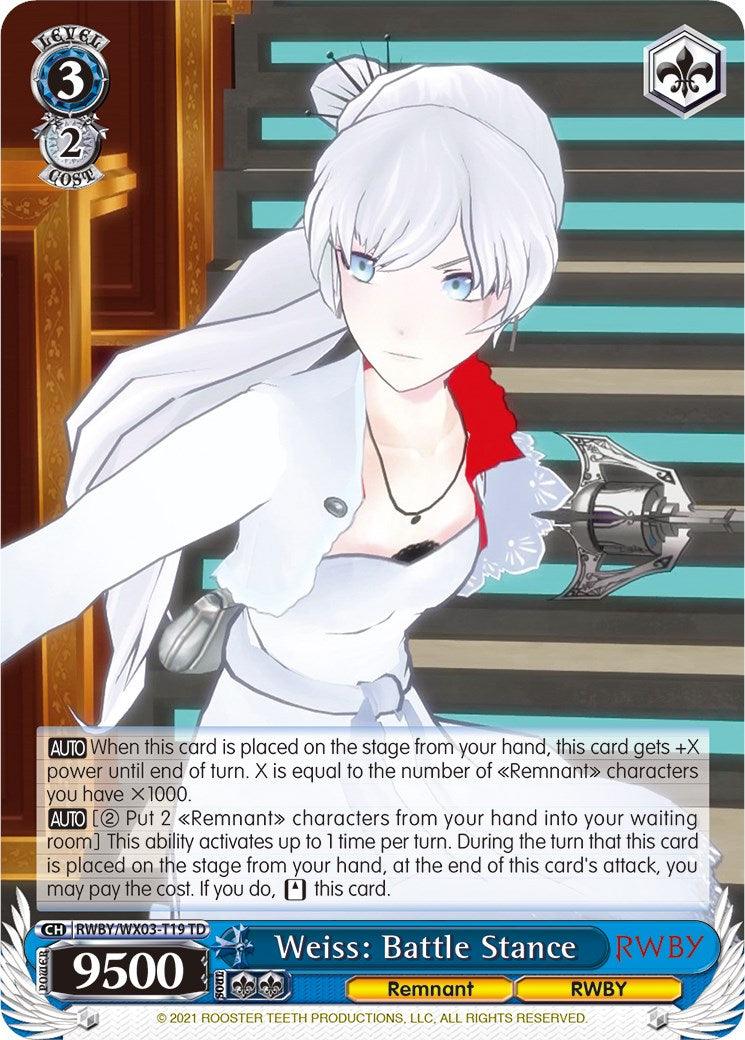 Weiss: Battle Stance (RWBY/WX03-T19 TD) [RWBY] - POKÉ JEUX