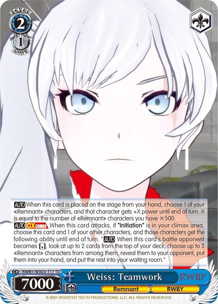 Weiss: Teamwork (RWBY/WX03-T17 TD) [RWBY] - POKÉ JEUX