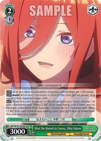 What She Wanted to Convey, Miku Nakano (5HY/W101-E034S SR) [The Quintessential Quintuplets Movie] - POKÉ JEUX