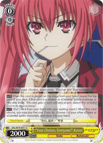 "Your Choices, Everyone!" Kotori (DAL/W79-E011 U) [Date A Live] - POKÉ JEUX